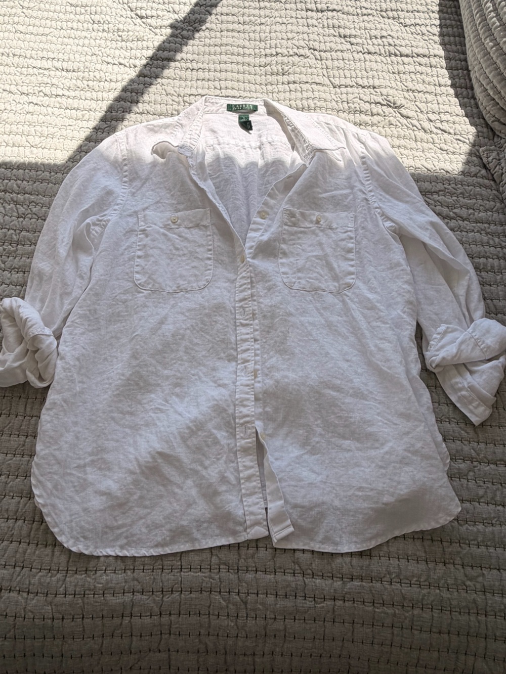 Ralph Lauren White Button-Down Linen Shirt